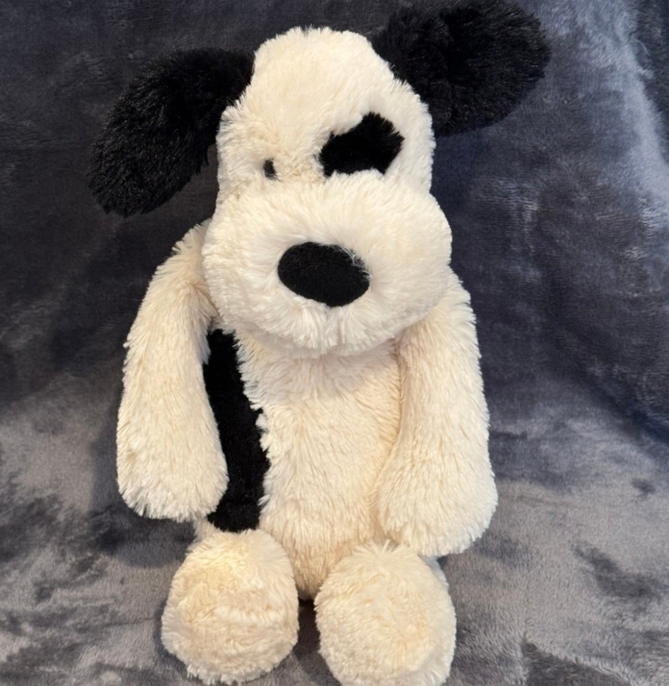 Jellycat London Bashful Black and Cream Puppy